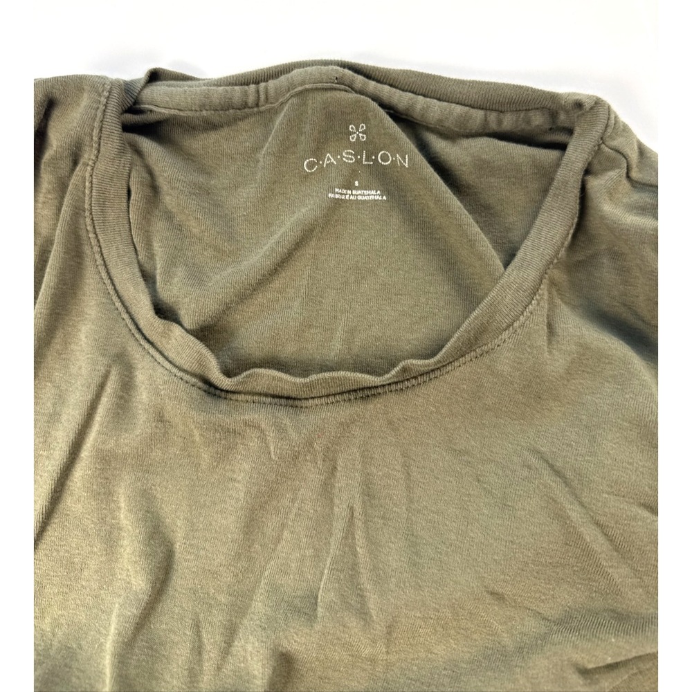 Caslon Nordstrom Womens Small Olive Green Long Sleeve Scoop Neck Tee Shirt
